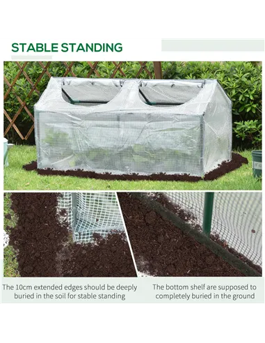 Outsunny Mini Greenhouse Portable Flower Planter Tomato Vegetable House for Garden Backyard with Zipper 120 x 60 x 60 cm, White
