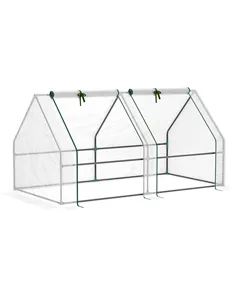 Outsunny Mini Small Greenhouse with Steel Frame & PE Cover & Zipped Window Poly tunnel Steeple for Plants Vegetables, 180 x 90 x