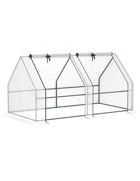 Outsunny Mini Small Greenhouse with Steel Frame & PE Cover & Zipped Window Poly tunnel Steeple for Plants Vegetables, 180 x 90 x