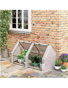 Outsunny Mini Small Greenhouse with Steel Frame & PE Cover & Zipped Window Poly tunnel Steeple for Plants Vegetables, 180 x 90 x 2