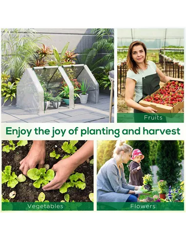 Outsunny Mini Small Greenhouse with Steel Frame & PE Cover & Zipped Window Poly tunnel Steeple for Plants Vegetables, 180 x 90 x