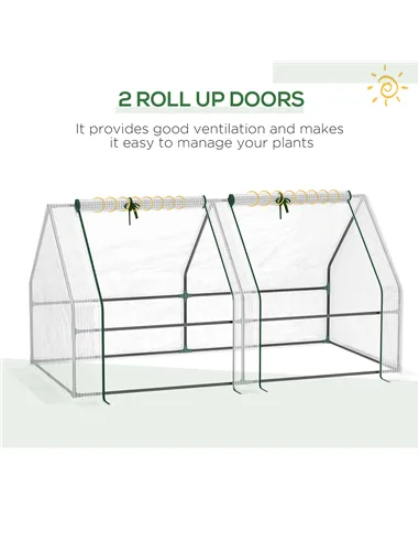 Outsunny Mini Small Greenhouse with Steel Frame & PE Cover & Zipped Window Poly tunnel Steeple for Plants Vegetables, 180 x 90 x