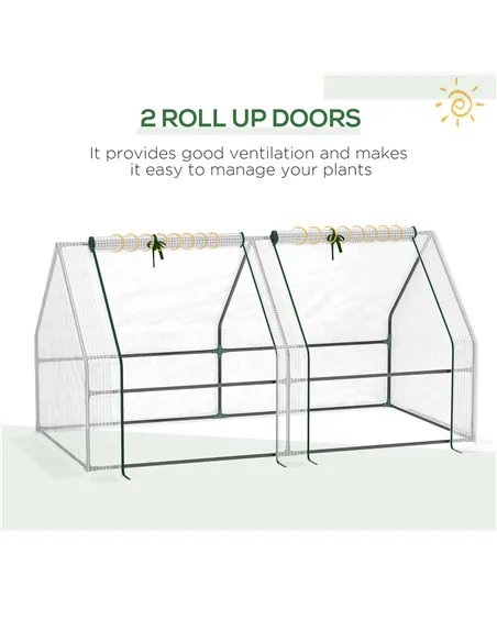 Outsunny Mini Small Greenhouse with Steel Frame & PE Cover & Zipped Window Poly tunnel Steeple for Plants Vegetables, 180 x 90 x