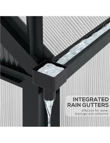 Outsunny 6 x 8ft Polycarbonate Greenhouse, Large Walk-In Green House with Slide Door and Window, Garden Plants Grow House with A