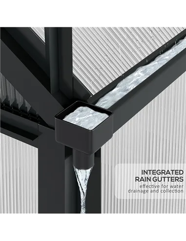 Outsunny 6 x 6ft Polycarbonate Greenhouse, Large Walk-In Green House with Slide Door and Window, Garden Plants Grow House with A