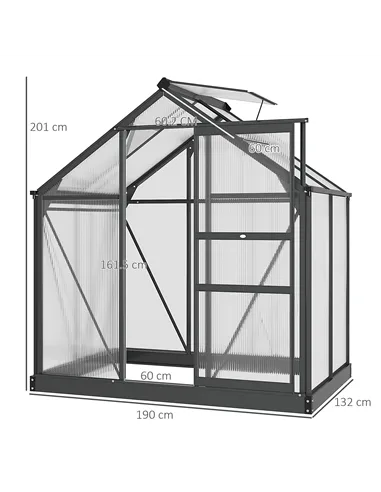 Outsunny 6 x 4ft Polycarbonate Greenhouse, Large Walk-In Green House with Slide Door and Window, Garden Plants Grow House with A
