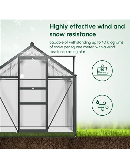 Outsunny 6 x 4ft Polycarbonate Greenhouse, Large Walk-In Green House with Slide Door and Window, Garden Plants Grow House with A