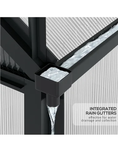 Outsunny 6 x 4ft Polycarbonate Greenhouse, Large Walk-In Green House with Slide Door and Window, Garden Plants Grow House with A