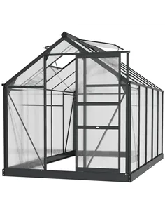 Outsunny 6 x 10ft Polycarbonate Greenhouse, Large Walk-In Green House with Slide Door and Window, Garden Plants Grow House with 