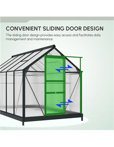 Outsunny 6 x 10ft Polycarbonate Greenhouse, Large Walk-In Green House with Slide Door and Window, Garden Plants Grow House with 