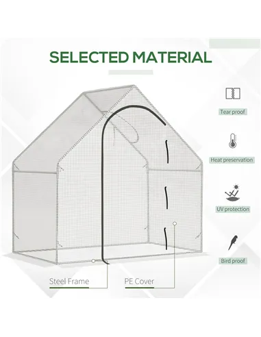 Outsunny Walk-In Greenhouse with Window Roll-Up Door, Portable Garden Grow House with Steel Frame for Vegetable Plant Herb, 180 