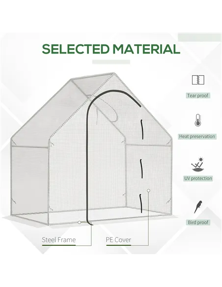 Outsunny Walk-In Greenhouse with Window Roll-Up Door, Portable Garden Grow House with Steel Frame for Vegetable Plant Herb, 180 