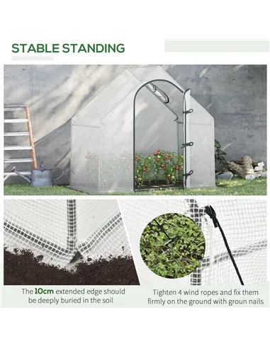 Outsunny Walk-In Greenhouse with Window Roll-Up Door, Portable Garden Grow House with Steel Frame for Vegetable Plant Herb, 180 