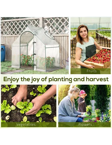 Outsunny Walk-In Greenhouse with Window Roll-Up Door, Portable Garden Grow House with Steel Frame for Vegetable Plant Herb, 180 