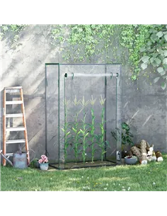 Outsunny Tomato Greenhouse with Roll-up Door, Mini Greenhouse with PVC Cover, Outdoor Grow House Small Green House for Yard, Bal 2