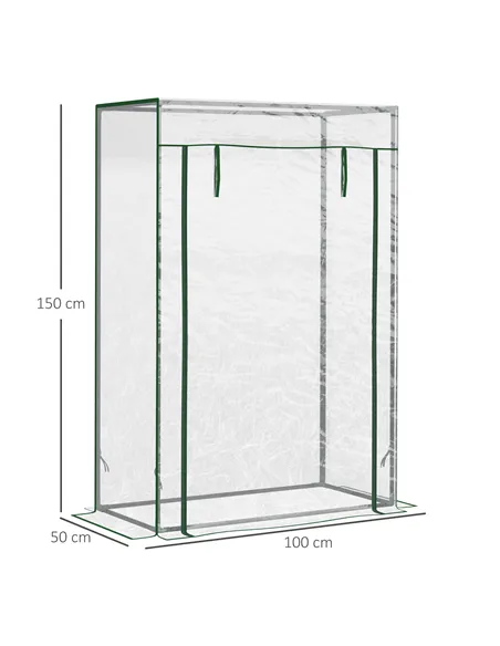 Outsunny Tomato Greenhouse with Roll-up Door, Mini Greenhouse with PVC Cover, Outdoor Grow House Small Green House for Yard, Bal