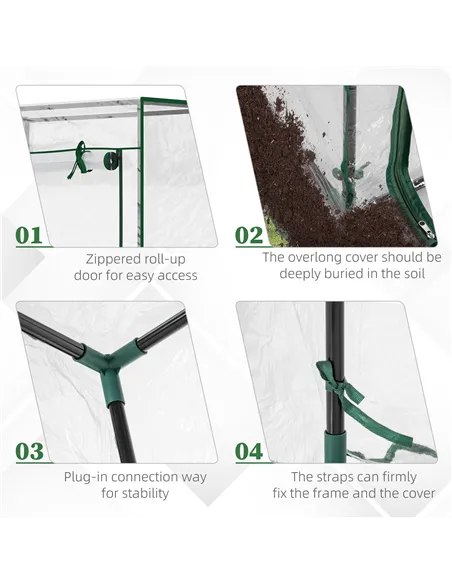 Outsunny Tomato Greenhouse with Roll-up Door, Mini Greenhouse with PVC Cover, Outdoor Grow House Small Green House for Yard, Bal