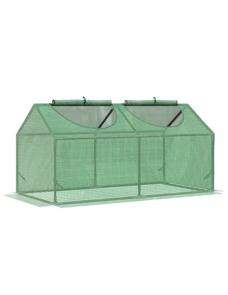 Outsunny Mini Greenhouse, Small Plant Grow House for Outdoor with Durable PE Cover, Observation Windows, 120 x 60 x 60 cm, Green
