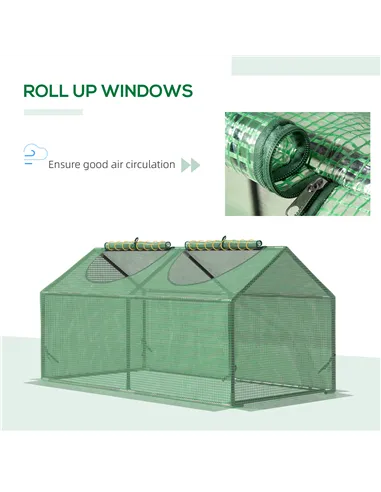 Outsunny Mini Greenhouse, Small Plant Grow House for Outdoor with Durable PE Cover, Observation Windows, 120 x 60 x 60 cm, Green