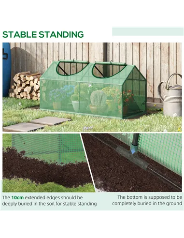 Outsunny Mini Greenhouse, Small Plant Grow House for Outdoor with Durable PE Cover, Observation Windows, 120 x 60 x 60 cm, Green