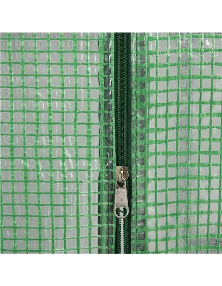 Outsunny Walk in Greenhouse with Shelves Steeple Green House for Garden Grow House Removable Cover 143x138x190cm, Green