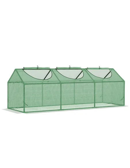 Outsunny Mini Greenhouse, Small Plant Grow House for Outdoor with Durable PE Cover, Observation Windows, 180 x 60 x 60 cm, Green