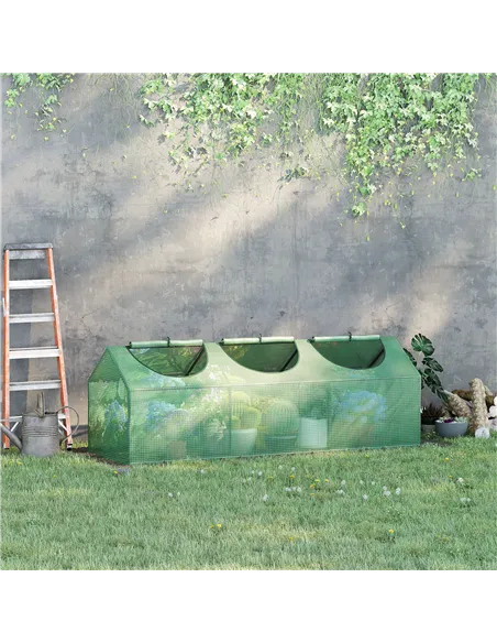 Outsunny Mini Greenhouse, Small Plant Grow House for Outdoor with Durable PE Cover, Observation Windows, 180 x 60 x 60 cm, Green