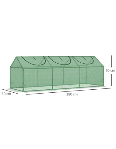 Outsunny Mini Greenhouse, Small Plant Grow House for Outdoor with Durable PE Cover, Observation Windows, 180 x 60 x 60 cm, Green