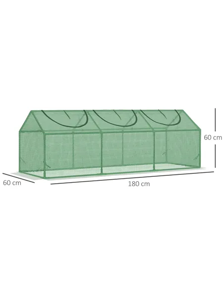 Outsunny Mini Greenhouse, Small Plant Grow House for Outdoor with Durable PE Cover, Observation Windows, 180 x 60 x 60 cm, Green