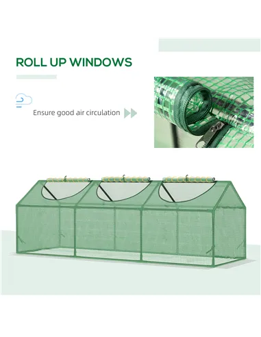 Outsunny Mini Greenhouse, Small Plant Grow House for Outdoor with Durable PE Cover, Observation Windows, 180 x 60 x 60 cm, Green