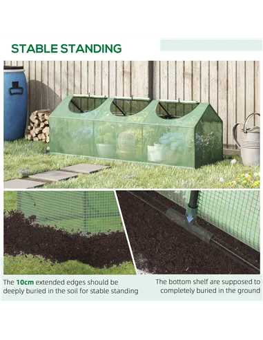 Outsunny Mini Greenhouse, Small Plant Grow House for Outdoor with Durable PE Cover, Observation Windows, 180 x 60 x 60 cm, Green