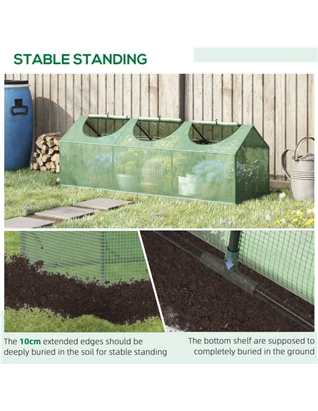 Outsunny Mini Greenhouse, Small Plant Grow House for Outdoor with Durable PE Cover, Observation Windows, 180 x 60 x 60 cm, Green