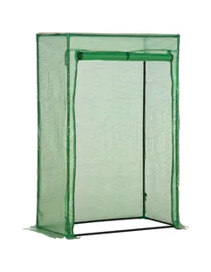 Outsunny 100 x 50 x 150cm Tomato Greenhouse Steel Frame PE Cover with Roll-up Door Outdoor for Backyard, Balcony, Garden, Green
