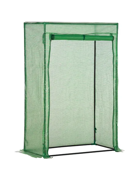 Outsunny 100 x 50 x 150cm Tomato Greenhouse Steel Frame PE Cover with Roll-up Door Outdoor for Backyard, Balcony, Garden, Green