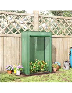Outsunny 100 x 50 x 150cm Tomato Greenhouse Steel Frame PE Cover with Roll-up Door Outdoor for Backyard, Balcony, Garden, Green 2