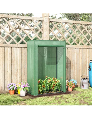 Outsunny 100 x 50 x 150cm Tomato Greenhouse Steel Frame PE Cover with Roll-up Door Outdoor for Backyard, Balcony, Garden, Green