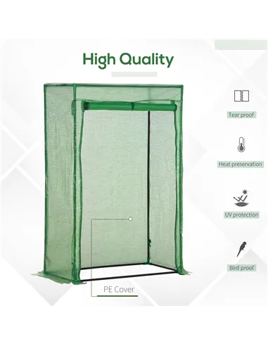 Outsunny 100 x 50 x 150cm Tomato Greenhouse Steel Frame PE Cover with Roll-up Door Outdoor for Backyard, Balcony, Garden, Green