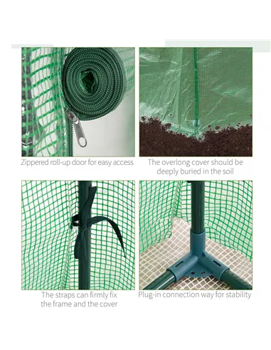 Outsunny 100 x 50 x 150cm Tomato Greenhouse Steel Frame PE Cover with Roll-up Door Outdoor for Backyard, Balcony, Garden, Green