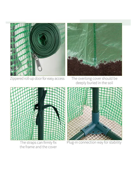 Outsunny 100 x 50 x 150cm Tomato Greenhouse Steel Frame PE Cover with Roll-up Door Outdoor for Backyard, Balcony, Garden, Green
