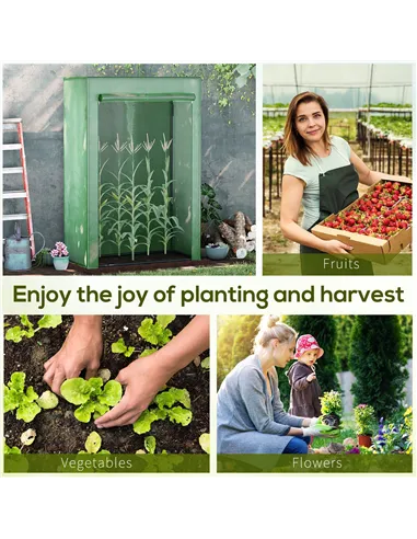Outsunny 100 x 50 x 150cm Tomato Greenhouse Steel Frame PE Cover with Roll-up Door Outdoor for Backyard, Balcony, Garden, Green