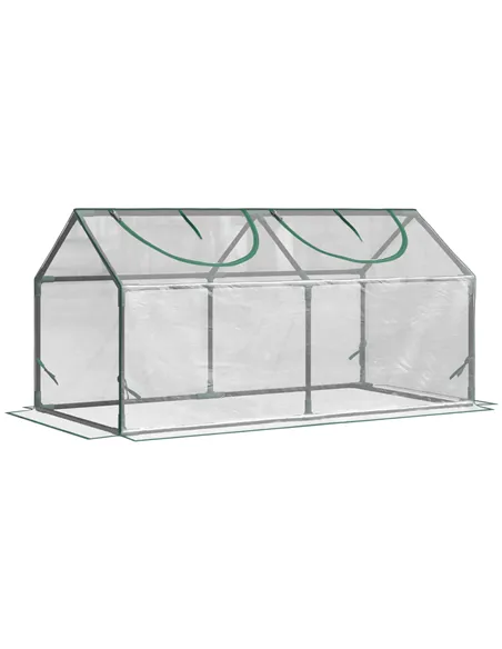 Outsunny Mini Greenhouse Portable Flower Planter Vegetable Grow House for Garden Backyard with Zipped Windows, 120 x 60 x 60 cm,