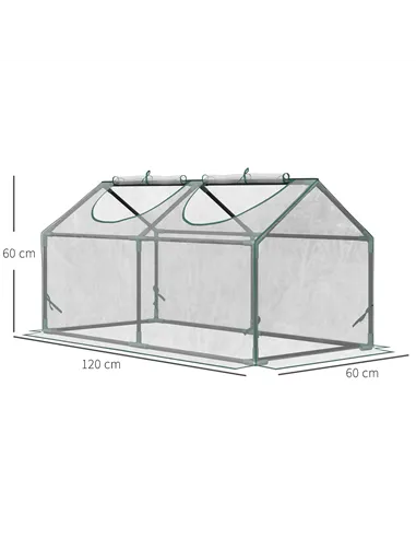 Outsunny Mini Greenhouse Portable Flower Planter Vegetable Grow House for Garden Backyard with Zipped Windows, 120 x 60 x 60 cm,