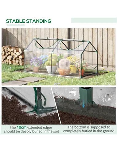 Outsunny Mini Greenhouse Portable Flower Planter Vegetable Grow House for Garden Backyard with Zipped Windows, 120 x 60 x 60 cm,