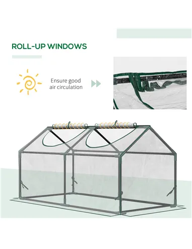 Outsunny Mini Greenhouse Portable Flower Planter Vegetable Grow House for Garden Backyard with Zipped Windows, 120 x 60 x 60 cm,