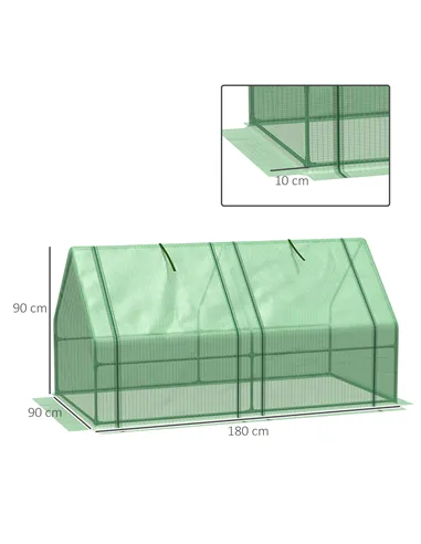 Outsunny Mini Small Greenhouse with Steel Frame & PE Cover & Zippered Window Poly tunnel Steeple for Plants Vegetables, 180 x 90