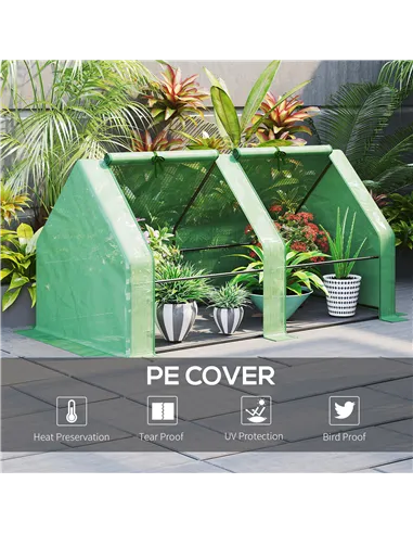 Outsunny Mini Small Greenhouse with Steel Frame & PE Cover & Zippered Window Poly tunnel Steeple for Plants Vegetables, 180 x 90