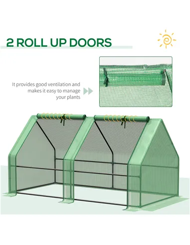 Outsunny Mini Small Greenhouse with Steel Frame & PE Cover & Zippered Window Poly tunnel Steeple for Plants Vegetables, 180 x 90