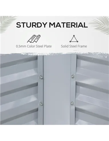 Outsunny Raised Garden Bed with Greenhouse, Steel Planter Box with Plastic Cover, Roll Up Window, Dual Use for Flowers, Vegetabl