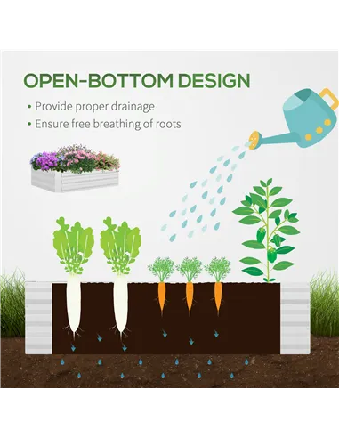 Outsunny Raised Garden Bed with Greenhouse, Steel Planter Box with Plastic Cover, Roll Up Window, Dual Use for Flowers, Vegetabl