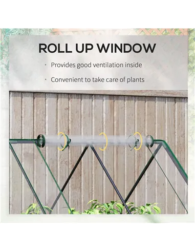 Outsunny Raised Garden Bed with Greenhouse, Steel Planter Box with Plastic Cover, Roll Up Window, Dual Use for Flowers, Vegetabl